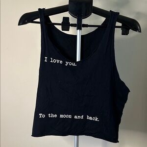 I Love You. To the moon and Back Stylish Black Crop Top with White Text